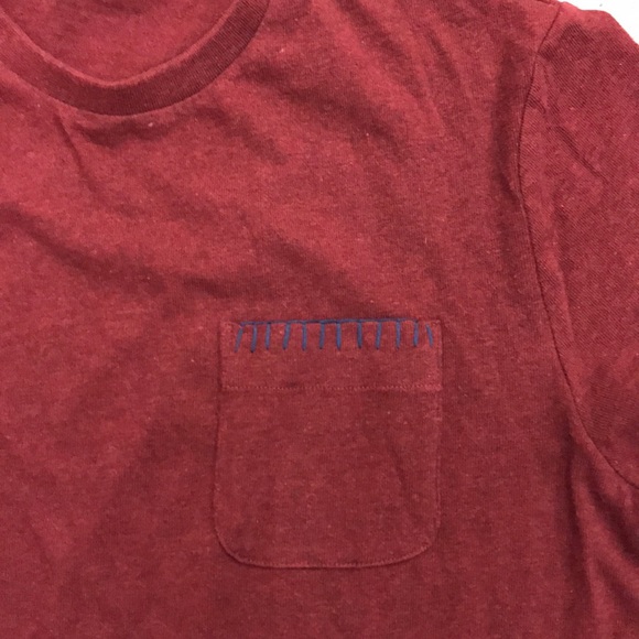 Sample burgundy thick crew neck pocket tee - Picture 2 of 4